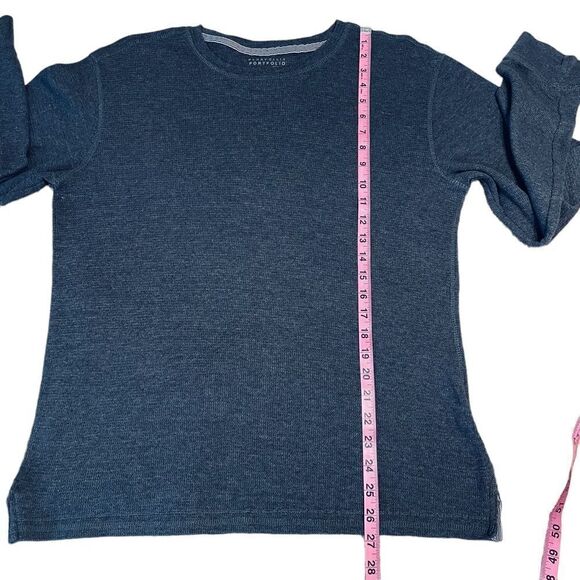 Grey Marl long sleeve waffle fabric T-shirt - Perry Ellis - Picture 5 of 7